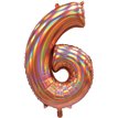 30in IRIDESCENT ROSE GOLD NUMBER 6 JUMBO FOIL BALLOON