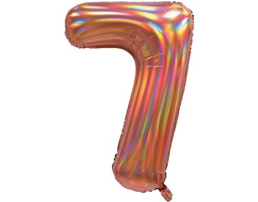30in IRIDESCENT ROSE GOLD NUMBER 7 JUMBO FOIL BALLOON