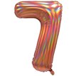 30in IRIDESCENT ROSE GOLD NUMBER 7 JUMBO FOIL BALLOON
