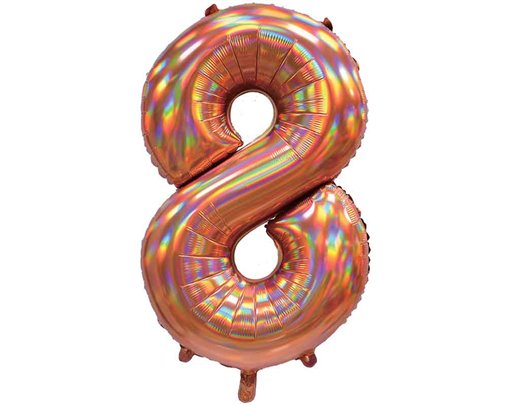 30in IRIDESCENT ROSE GOLD NUMBER 8 JUMBO FOIL BALLOON