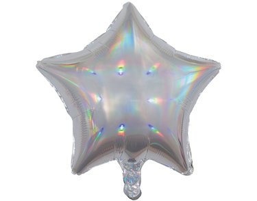 19in IRIDESCENT SILVER STAR FOIL BALLOON