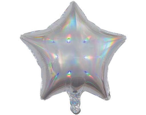 19in IRIDESCENT SILVER STAR FOIL BALLOON