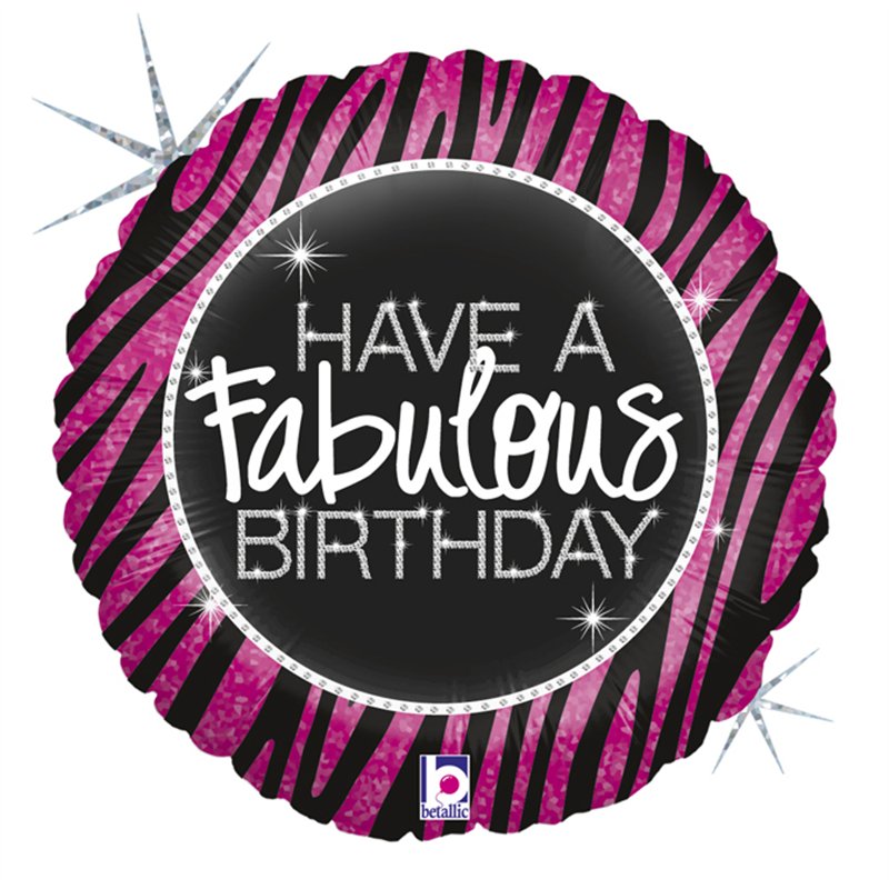 9in FABULOUS ZEBRA BIRTHDAY AIR FILL FOIL BALLOON 10S