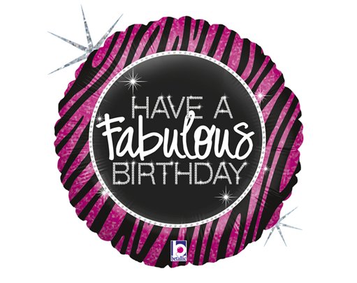 9in FABULOUS ZEBRA BIRTHDAY AIR FILL FOIL BALLOON 10S