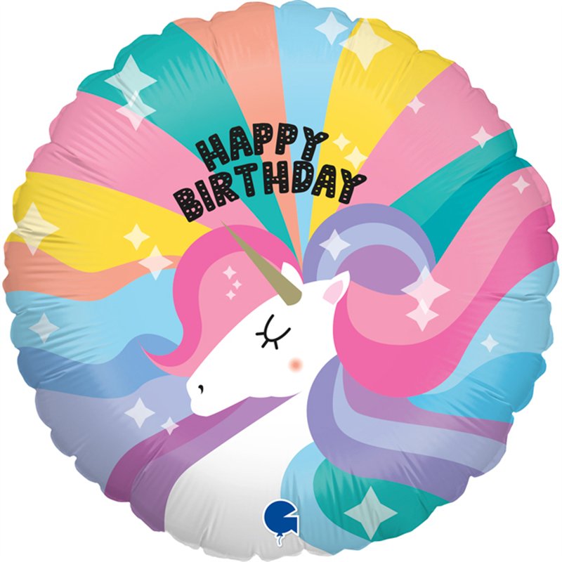 9in BIRTHDAY UNICORN AIR FILL FOIL BALLOON 10S