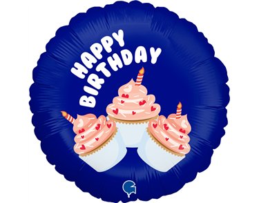 9in BIRTHDAY CUPCAKE AIR FILL FOIL BALLOON 10S