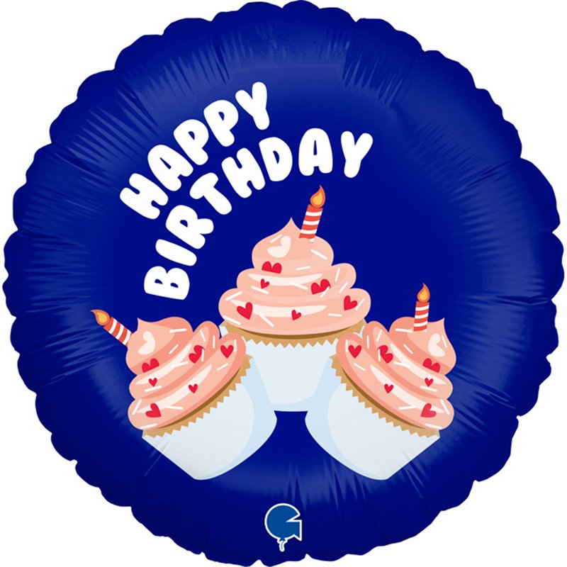 9in BIRTHDAY CUPCAKE AIR FILL FOIL BALLOON 10S