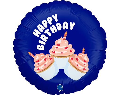 9in BIRTHDAY CUPCAKE AIR FILL FOIL BALLOON 10S