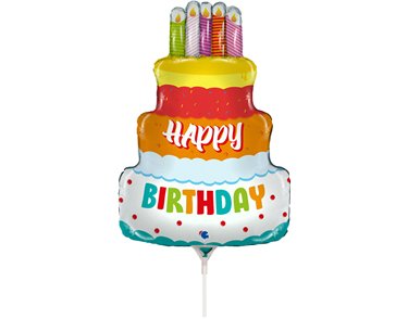 14in BIRTHDAY CAKE MINI SHAPE FOIL BALLOON 10S