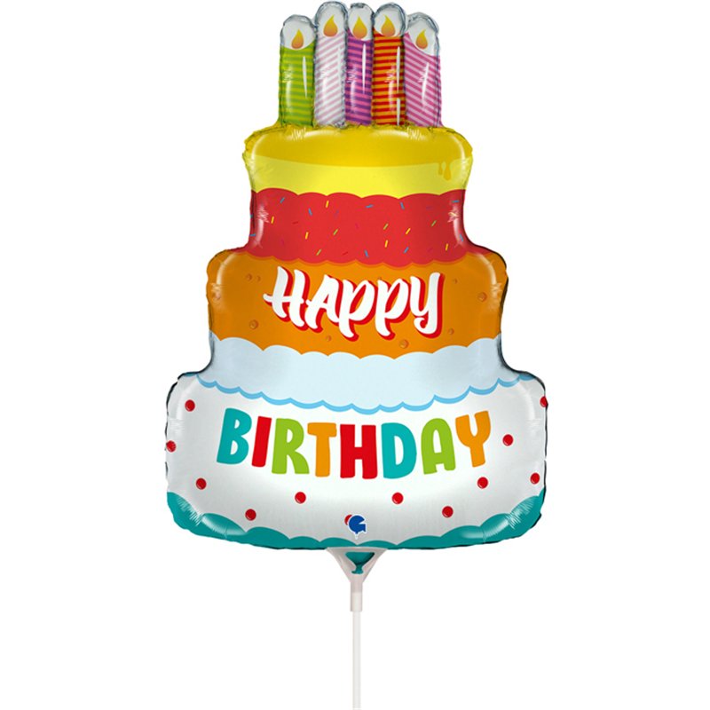 14in BIRTHDAY CAKE MINI SHAPE FOIL BALLOON 10S