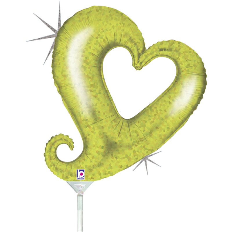 14in LIME GREEN HEARTS MINI SHAPE FOIL BALLOON 10S