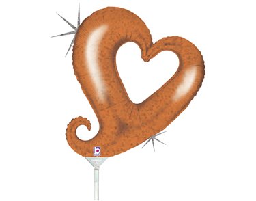 14in ORANGE HEARTS MINI SHAPE FOIL BALLOON 10S