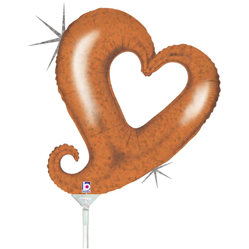 14in ORANGE HEARTS MINI SHAPE FOIL BALLOON 10S