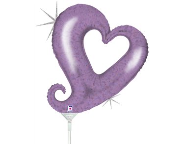 14in LAVENDER HEARTS MINI SHAPE FOIL BALLOON 10S