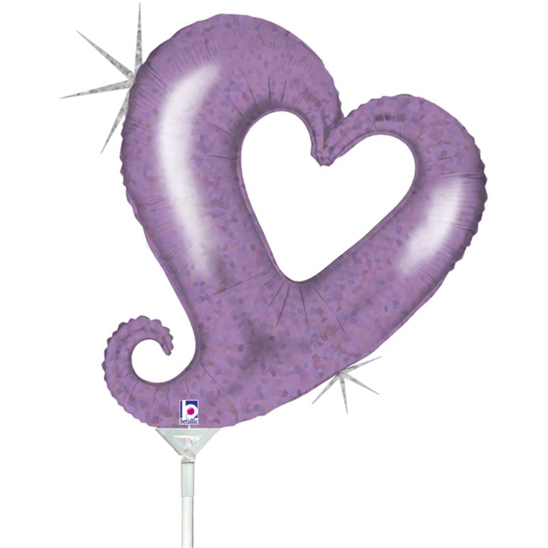 14in LAVENDER HEARTS MINI SHAPE FOIL BALLOON 10S