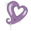 14in LAVENDER HEARTS MINI SHAPE FOIL BALLOON 10S