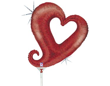 14in RED HEARTS MINI SHAPE FOIL BALLOON 10S