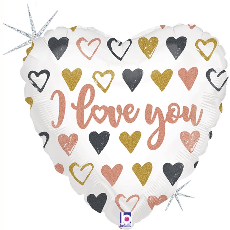 9in ROSE GOLD HEART LOVE YOU AIR FILL FOIL BALLOON 10S