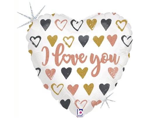 9in ROSE GOLD HEART LOVE YOU AIR FILL FOIL BALLOON 10S
