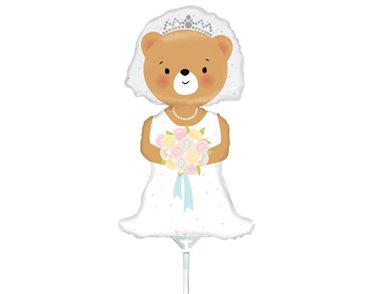 14in BRIDE BEAR MINI SHAPE FOIL BALLOON 10S