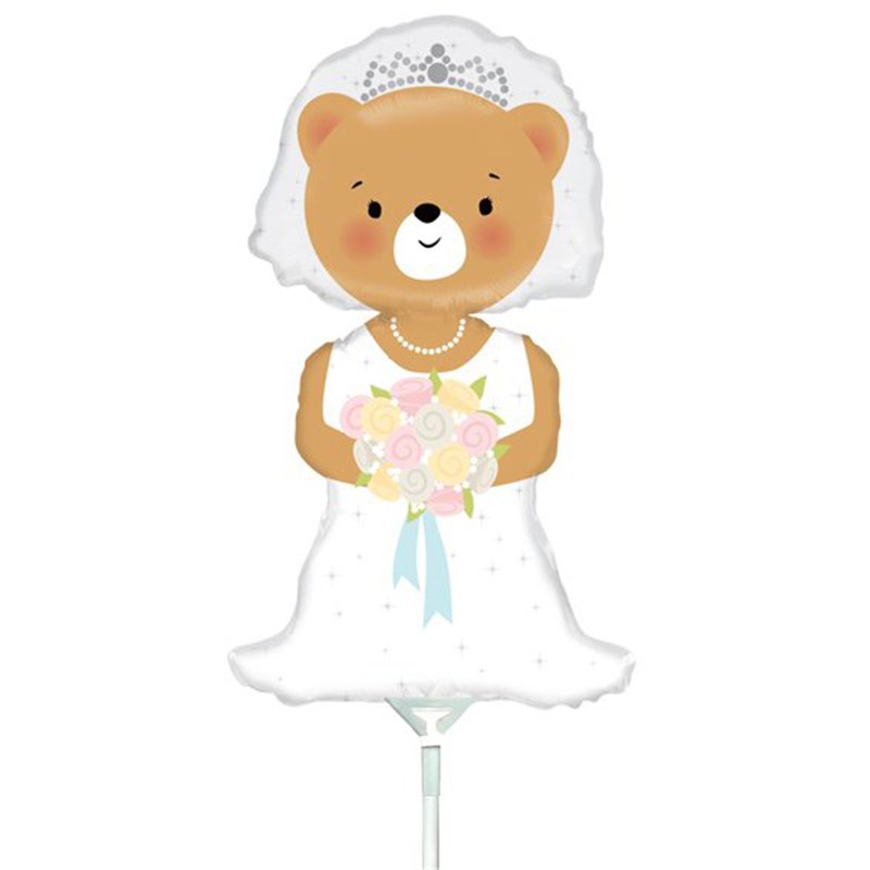 14in BRIDE BEAR MINI SHAPE FOIL BALLOON 10S