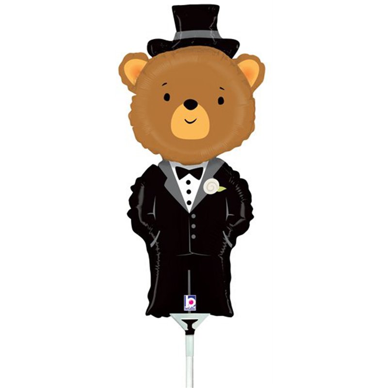 14in GROOM BEAR MINI SHAPE FOIL BALLOON 10S