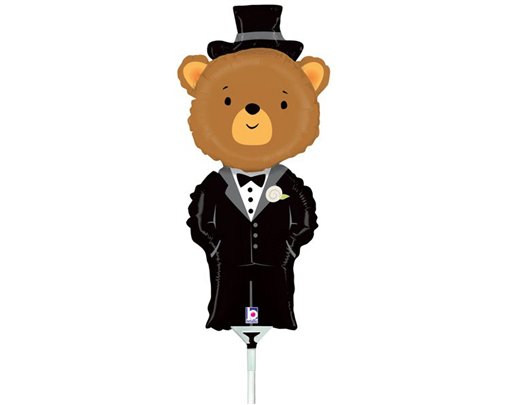 14in GROOM BEAR MINI SHAPE FOIL BALLOON 10S