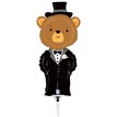 14in GROOM BEAR MINI SHAPE FOIL BALLOON 10S