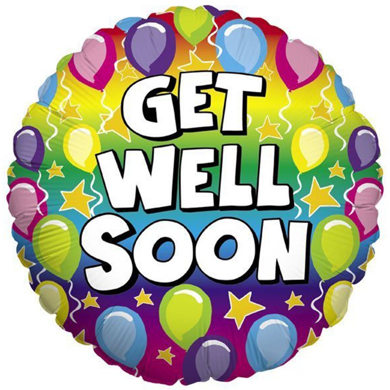9in RAINBOW GET WELL AIR FILL FOIL BALLOON 10S