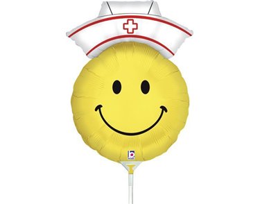 14in SMILEY NURSE MINI SHAPE FOIL BALLOON 10S