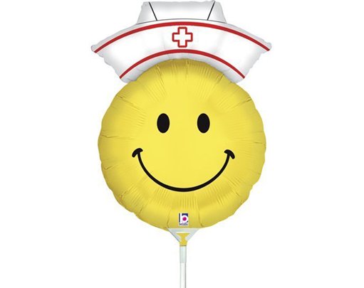 14in SMILEY NURSE MINI SHAPE FOIL BALLOON 10S