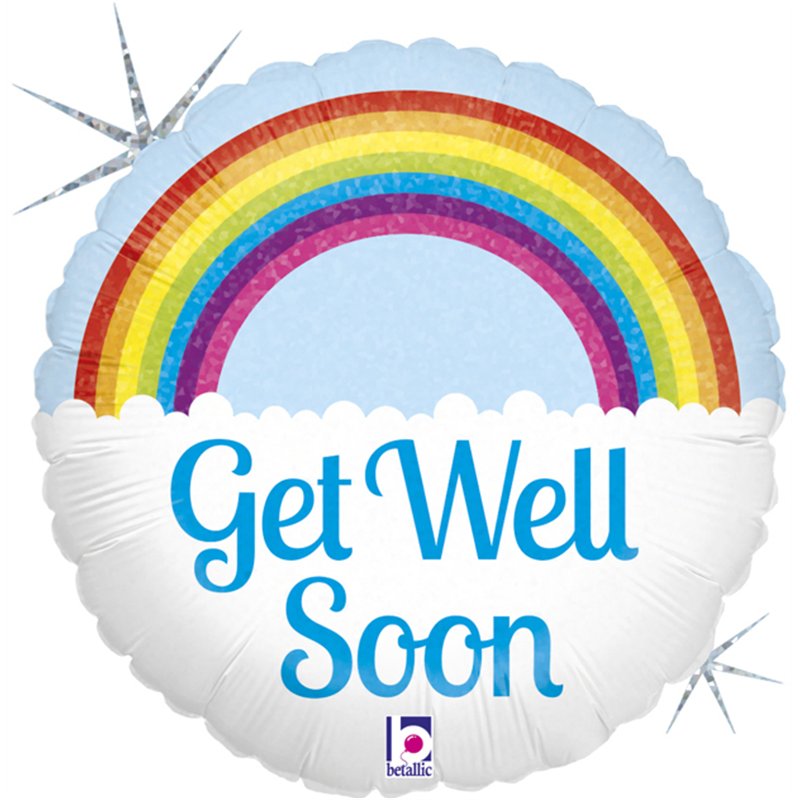 9in GET WELL RAINBOW AIR FILL FOIL BALLOON 10S