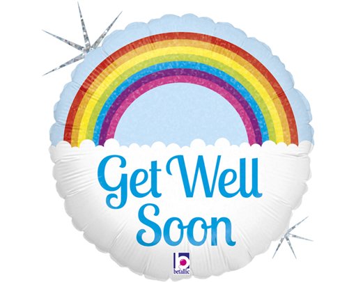9in GET WELL RAINBOW AIR FILL FOIL BALLOON 10S