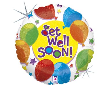 9in BALLOONS & STARS GET WELL FOIL BALLOON 10S