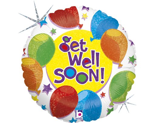 9in BALLOONS & STARS GET WELL FOIL BALLOON 10S