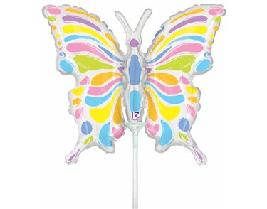 14in PASTEL BUTTERFLY MINI SHAPE FOIL BALLOON 10S