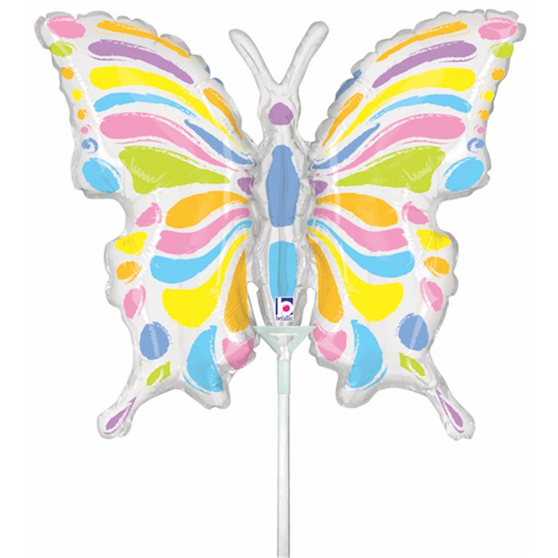 14in PASTEL BUTTERFLY MINI SHAPE FOIL BALLOON 10S