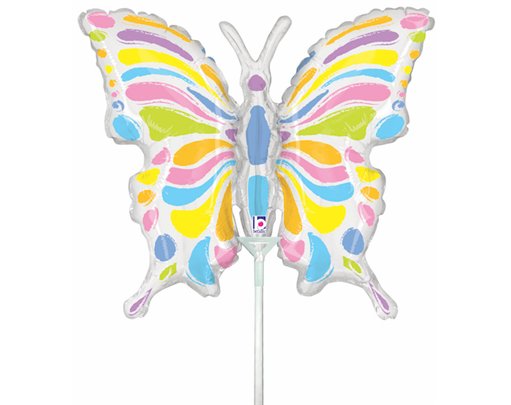 14in PASTEL BUTTERFLY MINI SHAPE FOIL BALLOON 10S
