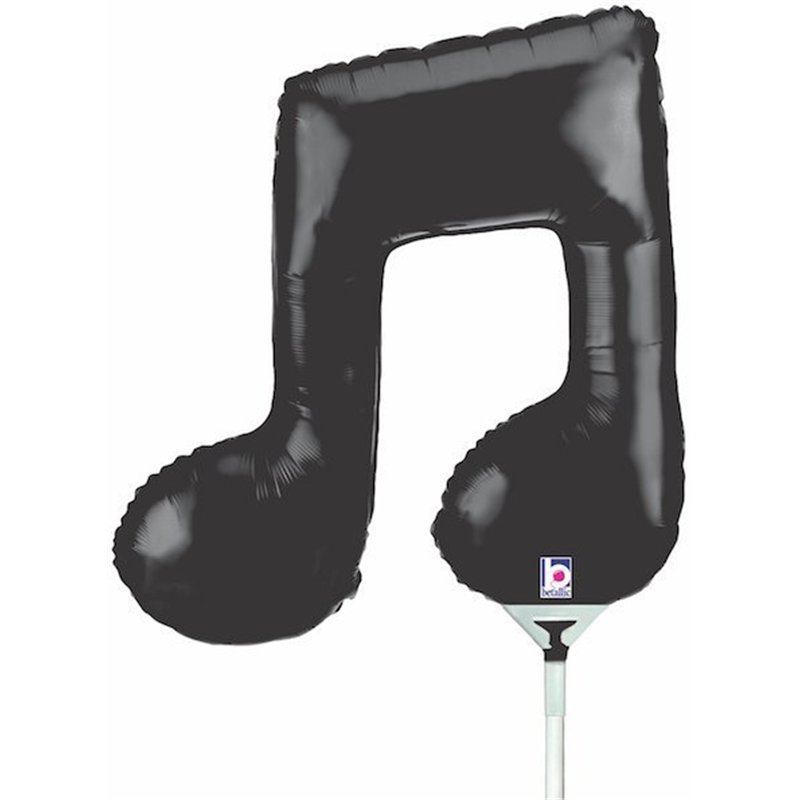 14in BLACK MUSIC NOTE MINI SHAPE FILL FOIL BALLOON 10S