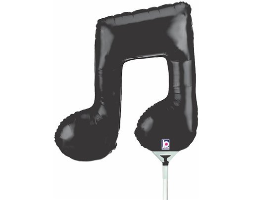 14in BLACK MUSIC NOTE MINI SHAPE FILL FOIL BALLOON 10S