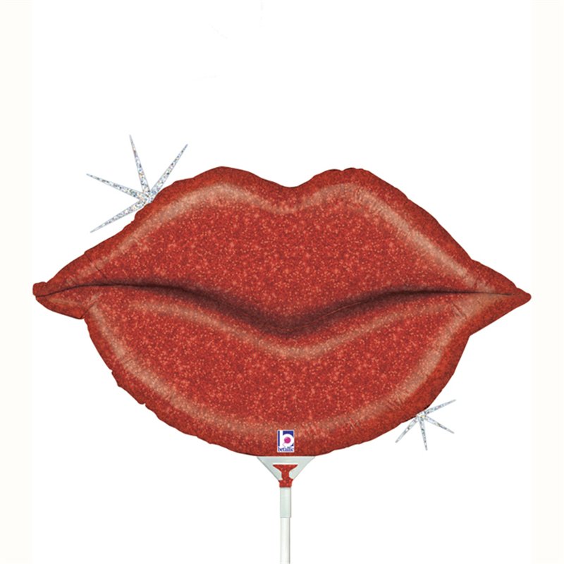 14in GLITTER LIPS MINI SHAPE FOIL BALLOON 10S