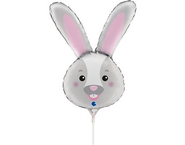 14in BUNNY HEAD MINI SHAPE FOIL BALLOON 10S