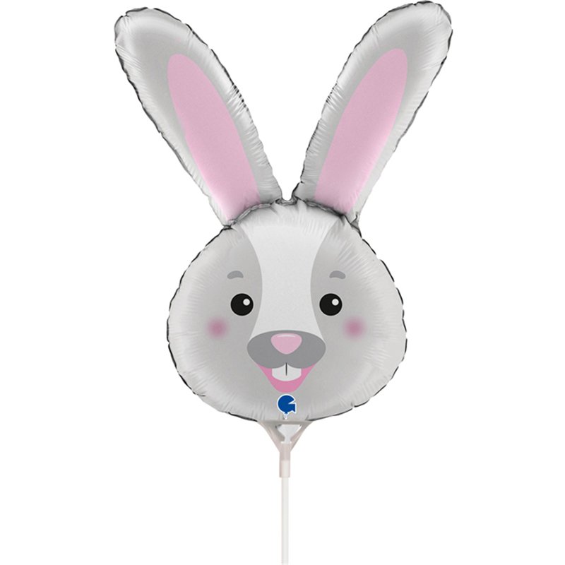 14in BUNNY HEAD MINI SHAPE FOIL BALLOON 10S