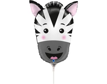 14in ZEBRA HEAD MINI SHAPE FOIL BALLOON 10S