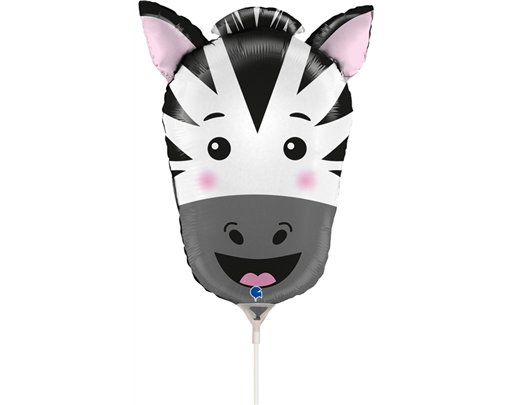 14in ZEBRA HEAD MINI SHAPE FOIL BALLOON 10S