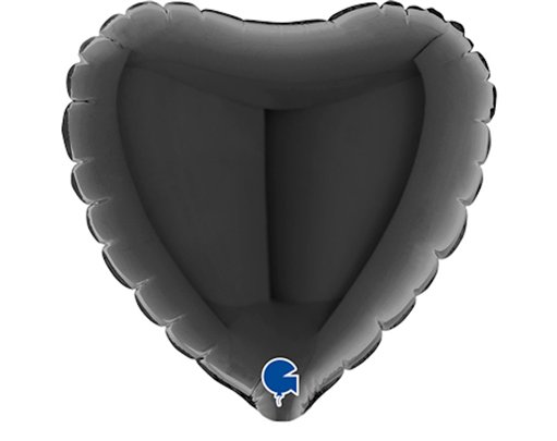 4in BLACK HEART AIR FILL FOIL BALLOON 10S
