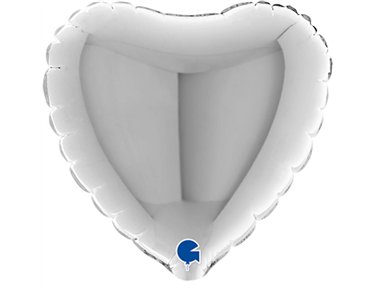 4in SILVER HEART AIR FILL FOIL BALLOON 10S