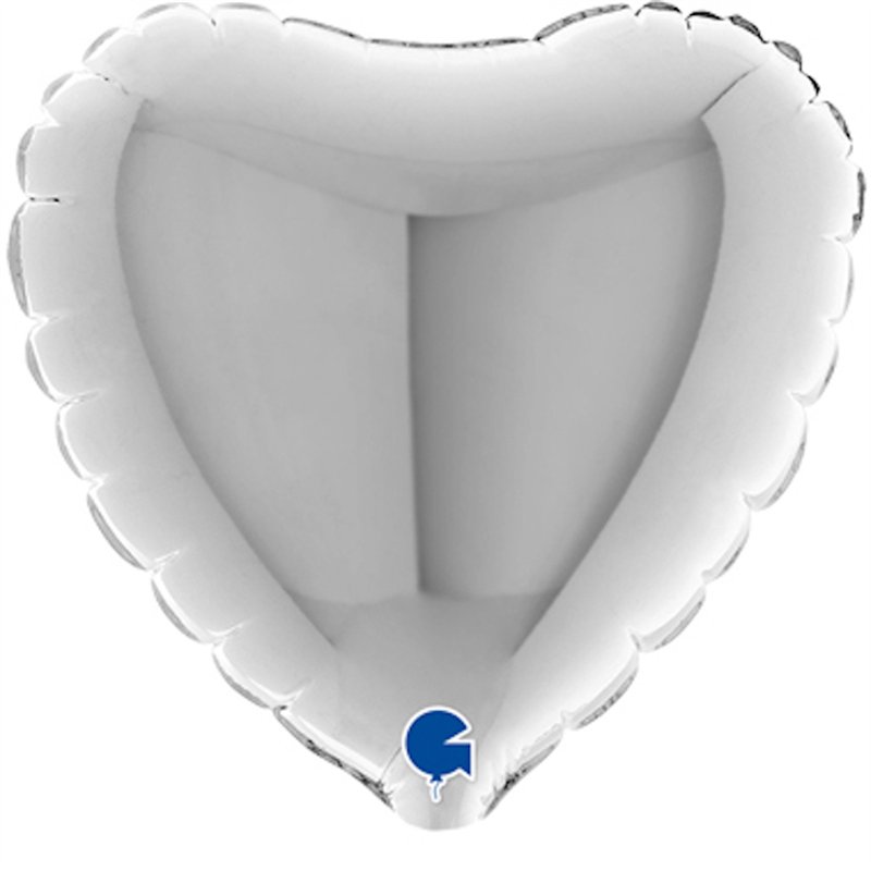 4in SILVER HEART AIR FILL FOIL BALLOON 10S