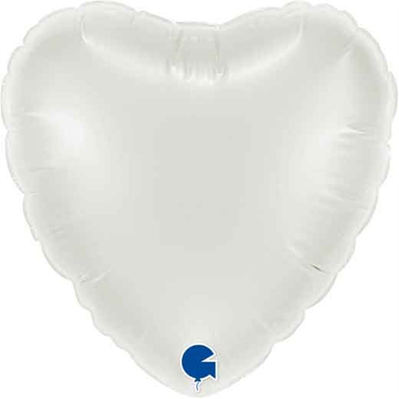 4in WHITE HEART AIR FILL FOIL BALLOON 10S