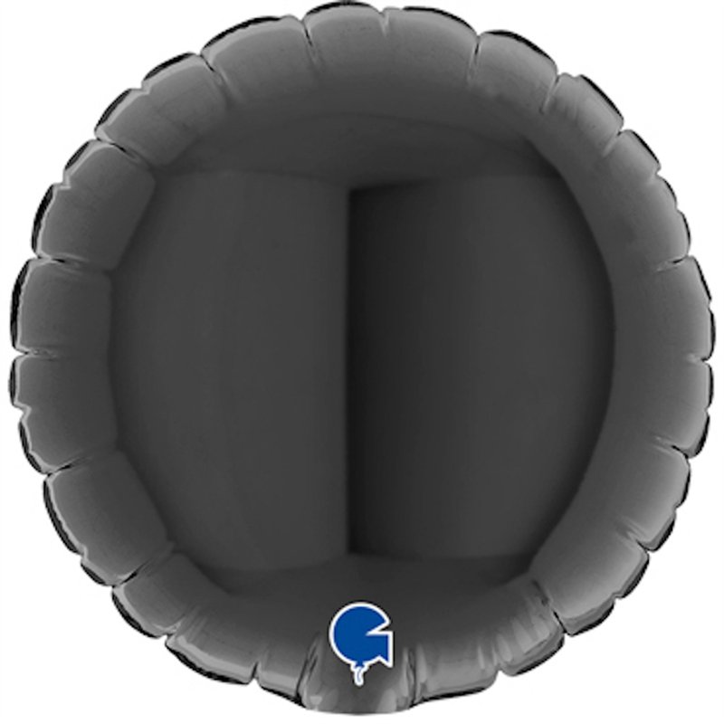 4in BLACK ROUND AIR FILL FOIL BALLOON 10S